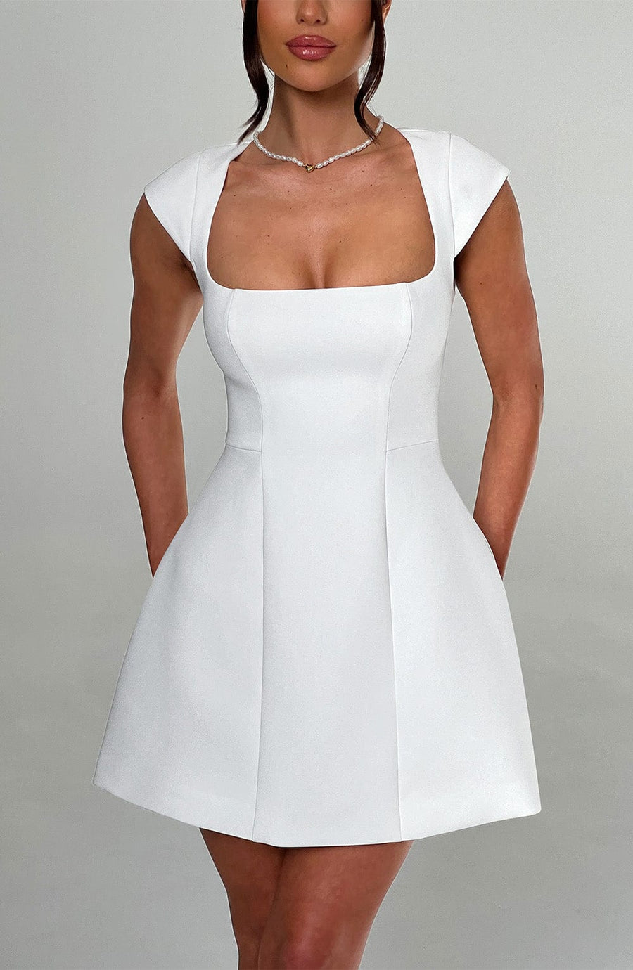 Luvrefashion | Ivory Lena Mini Dress in XS - detail view