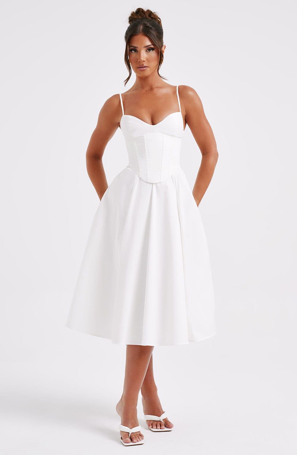 Luvrefashion | Ivory Mariella Midi Dress in XS - side view