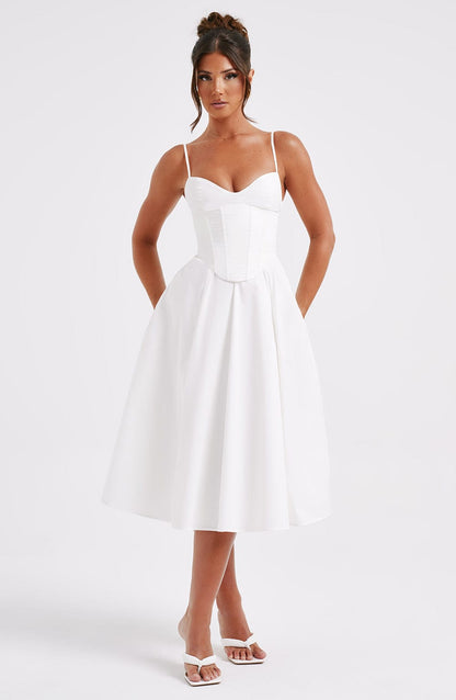 Luvrefashion | Ivory Mariella Midi Dress in XS - side view