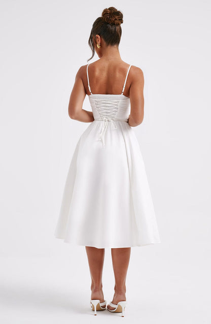 Luvrefashion | Ivory Mariella Midi Dress in XS - back view