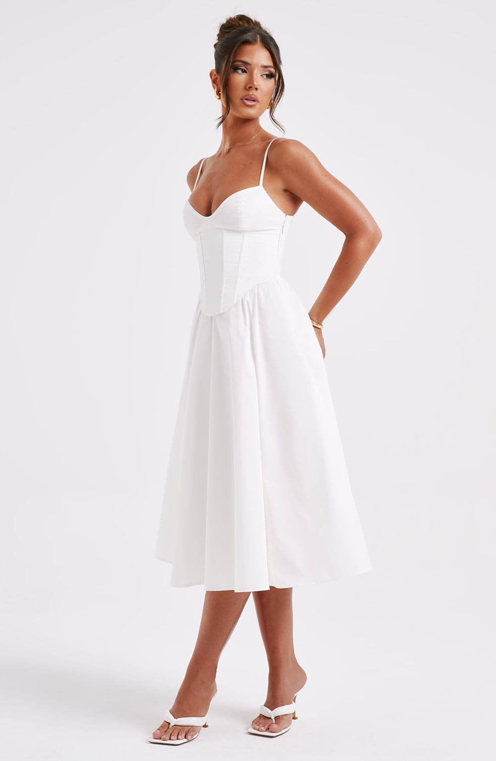 Luvrefashion | Ivory Mariella Midi Dress in XS - styled look