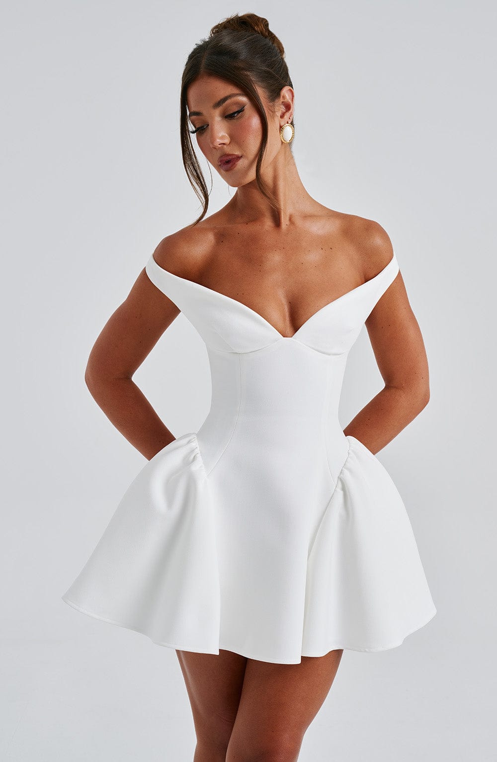 Luvrefashion | Ivory Marla Mini Dress in XS - styled look
