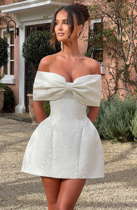 Luvrefashion | Ivory Raquel Mini Dress in XS - front view