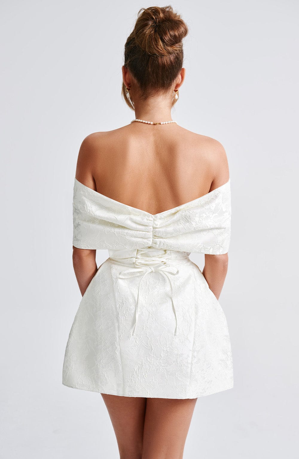 Luvrefashion | Ivory Raquel Mini Dress in XS - detail view