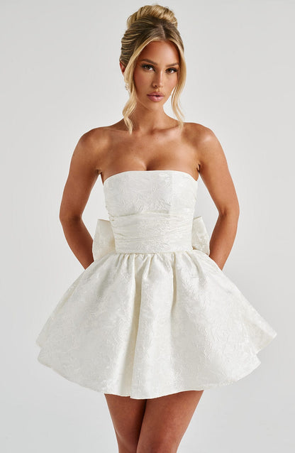Luvrefashion | Ivory Salome Mini Dress in XS - front view