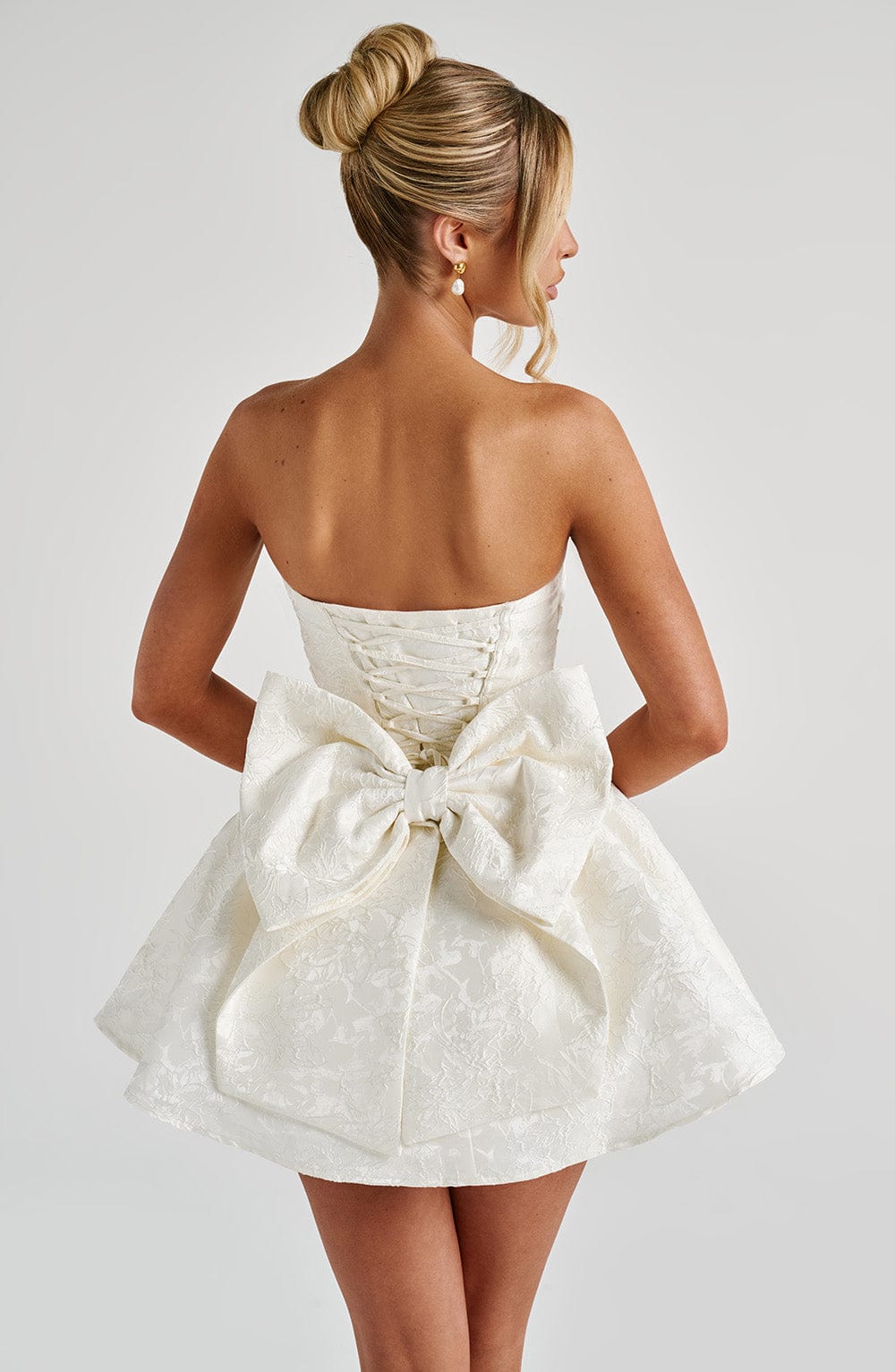 Luvrefashion | Ivory Salome Mini Dress in XS - side view