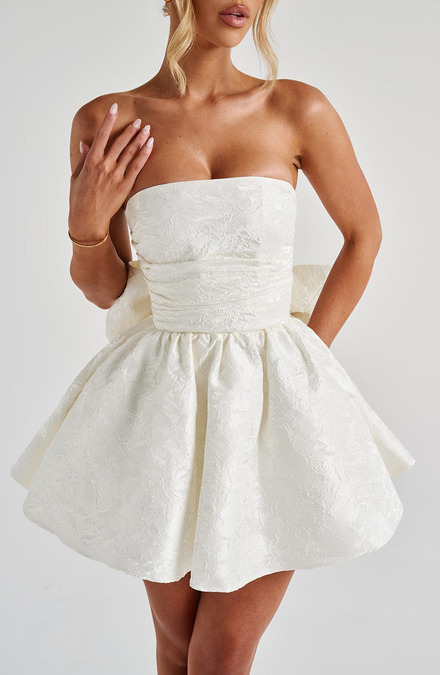 Luvrefashion | Ivory Salome Mini Dress in XS - back view