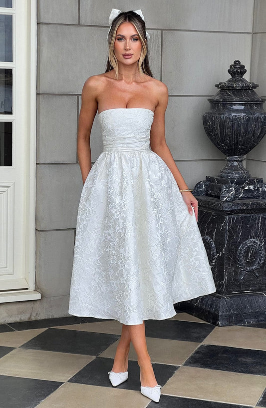Luvrefashion | Ivory Saoirse Midi Dress in XS - front view