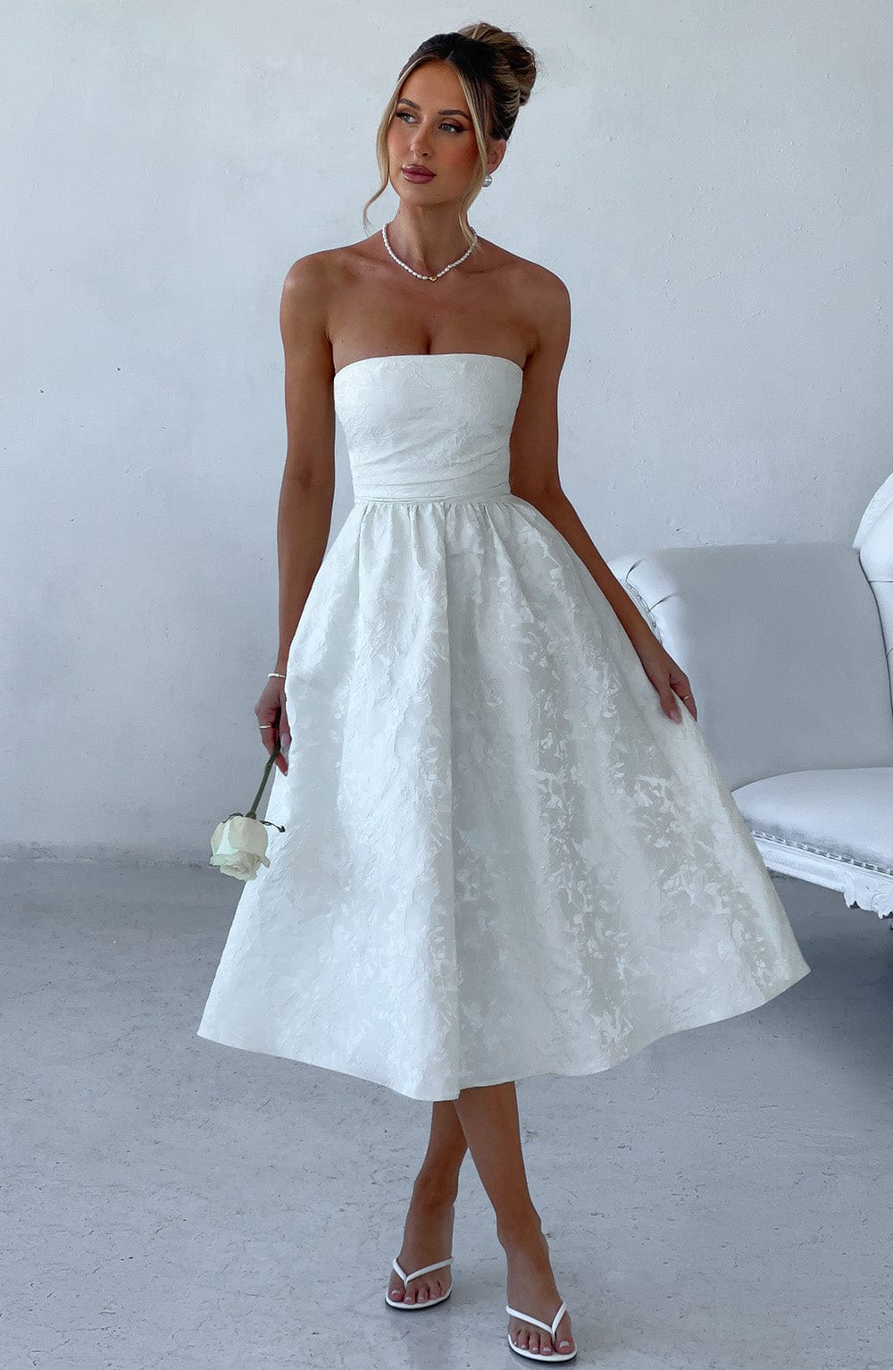 Luvrefashion | Ivory Saoirse Midi Dress in XS - detail view
