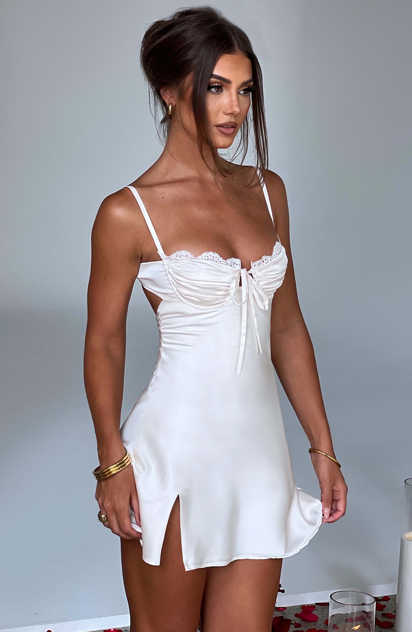 Luvrefashion | Ivory Sherise Mini Dress in XS - front view