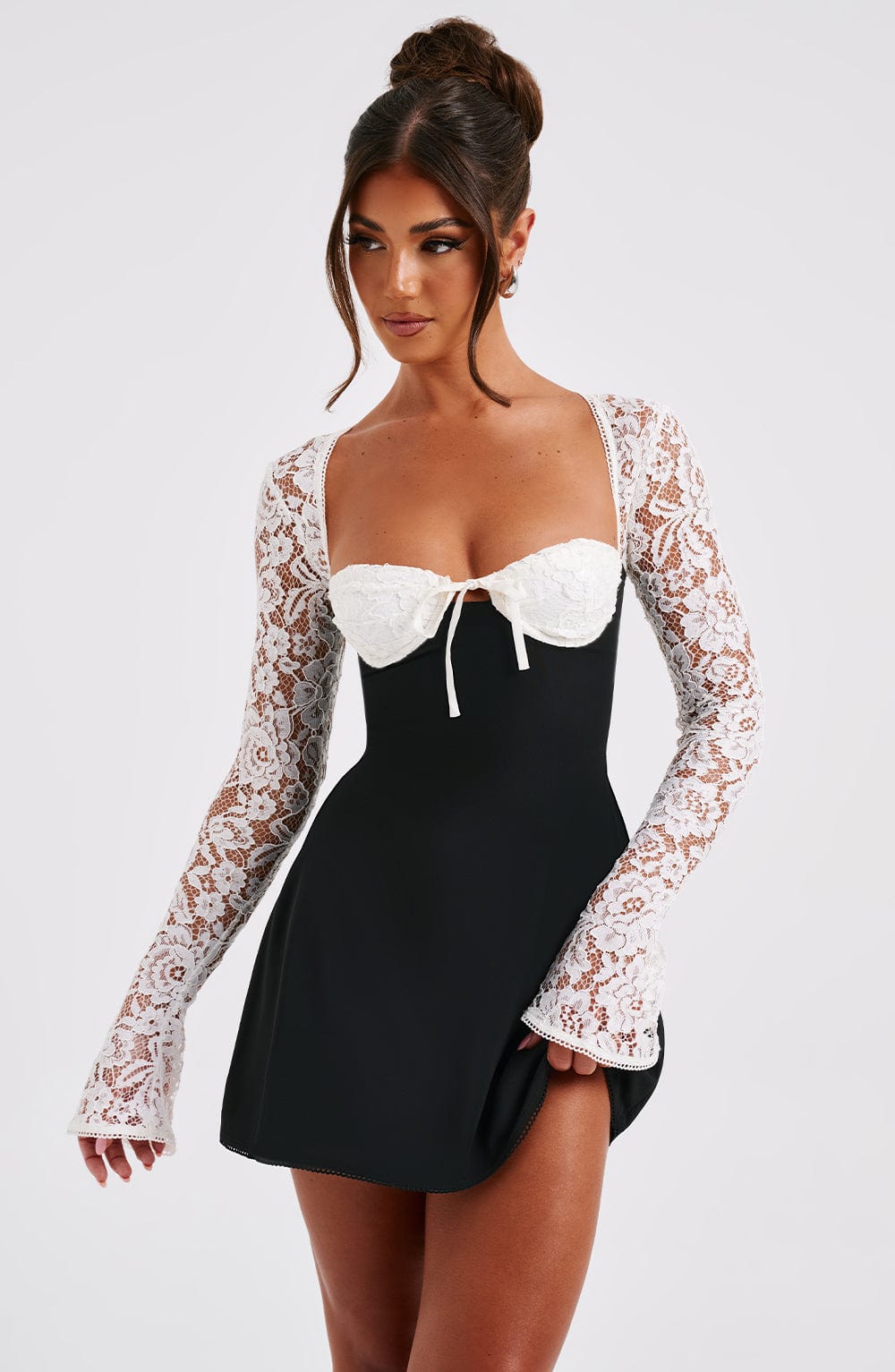 Luvrefashion | Jacinta Black and White Mini Dress in XS - back view