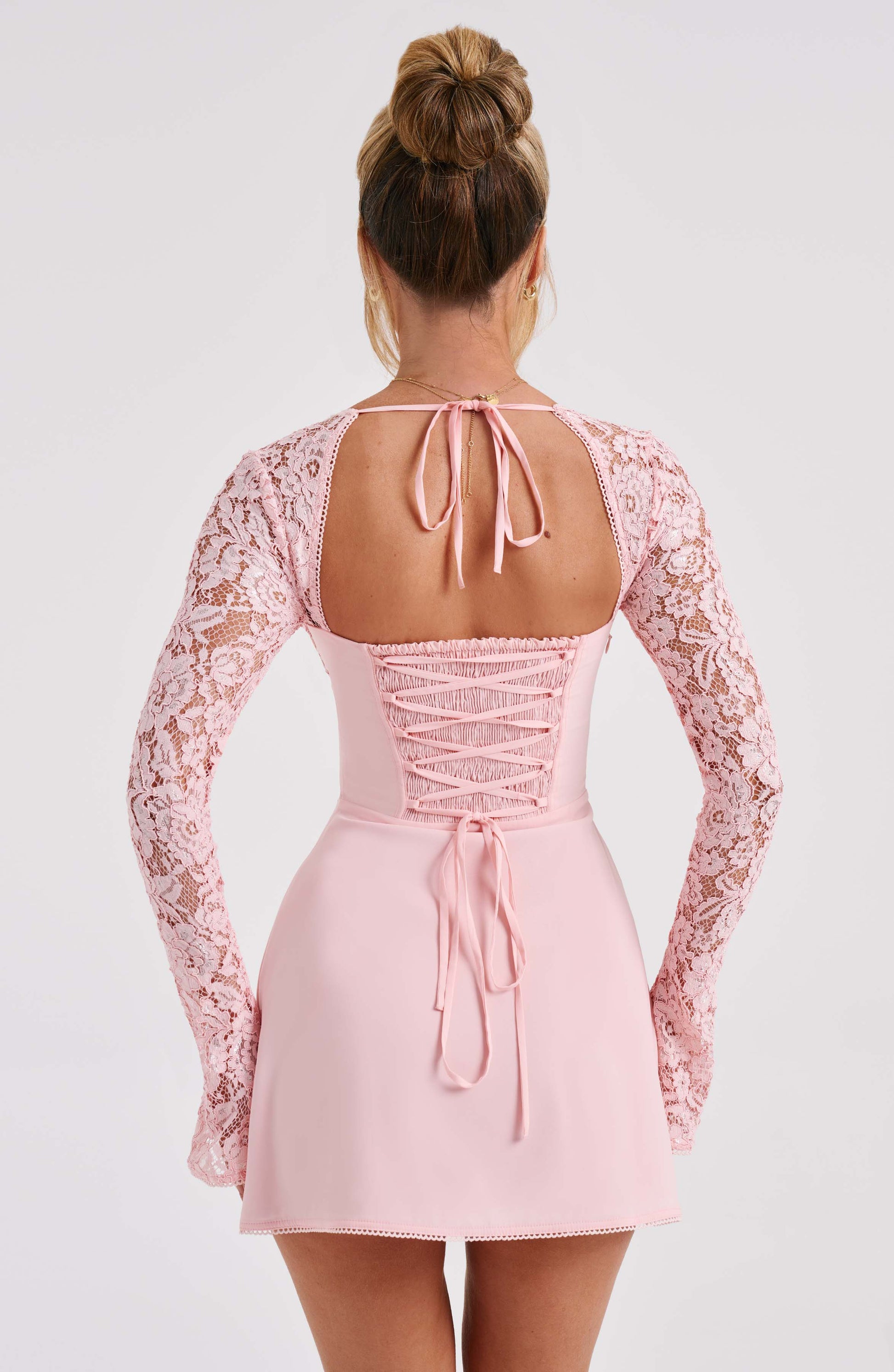 Luvrefashion | Jacinta Blush Mini Dress in XS - back view