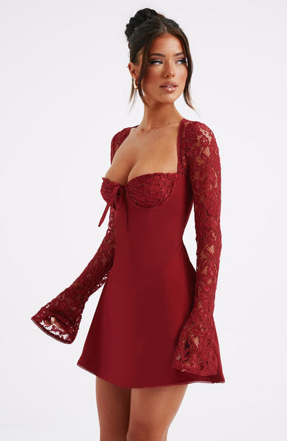 Luvrefashion | Jacinta Red Mini Dress in XS - back view