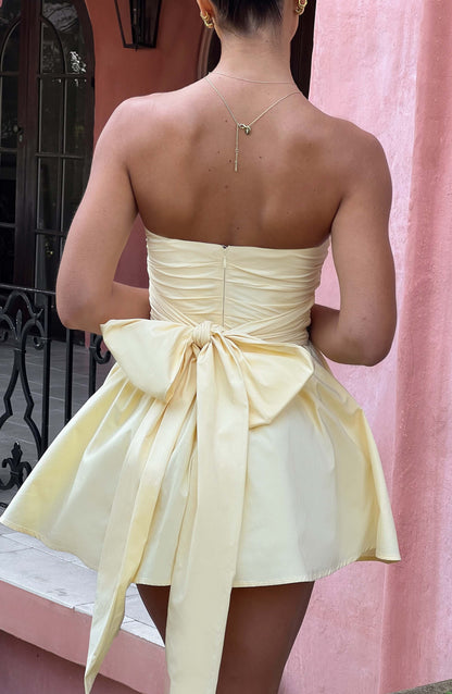 Luvrefashion | Katrina Lemon Mini Dress in XS - detail view