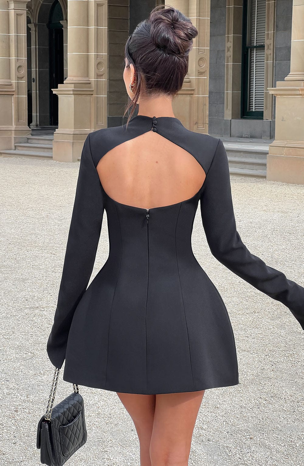 Luvrefashion | Kelly Black Mini Dress in XS - side view