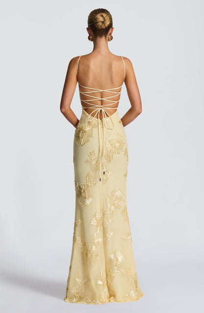 Luvrefashion | Lemon Nefertiti Maxi Dress in XS - side view