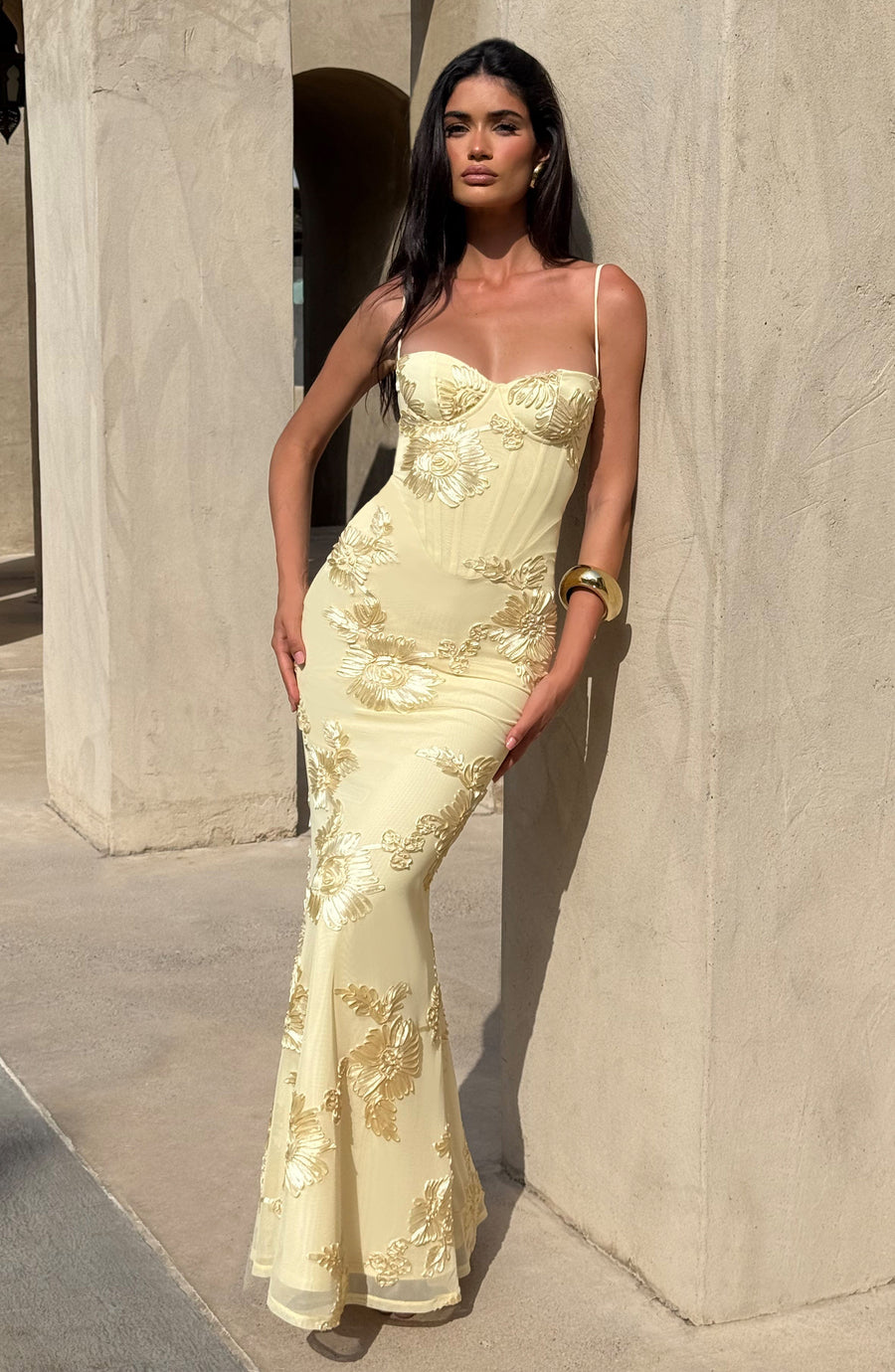 Luvrefashion | Lemon Nefertiti Maxi Dress in XS - styled look
