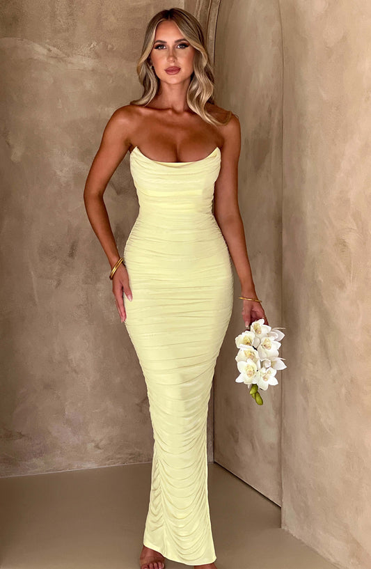 Luvrefashion | Lime Green Demi Maxi Dress in XS - front view