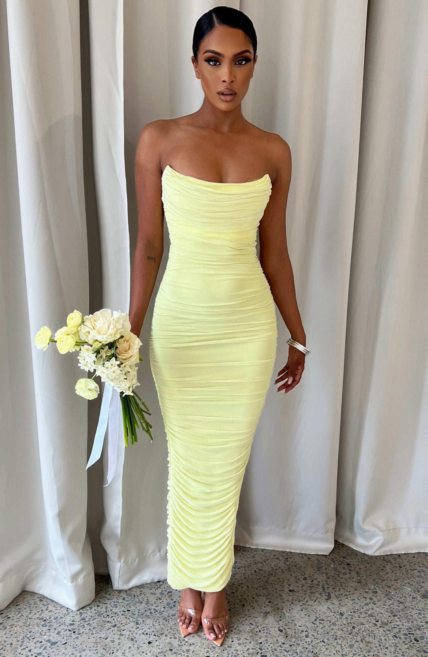 Luvrefashion | Lime Green Demi Maxi Dress in XS - back view