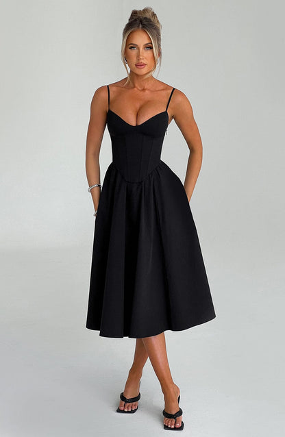 Luvrefashion | Mariella Black Midi Dress in XS - styled look