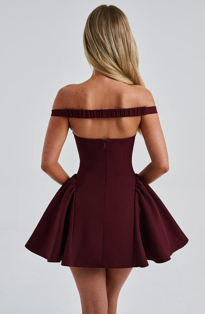Luvrefashion | Marla Cherry Lacquer Mini Dress in XS - detail view