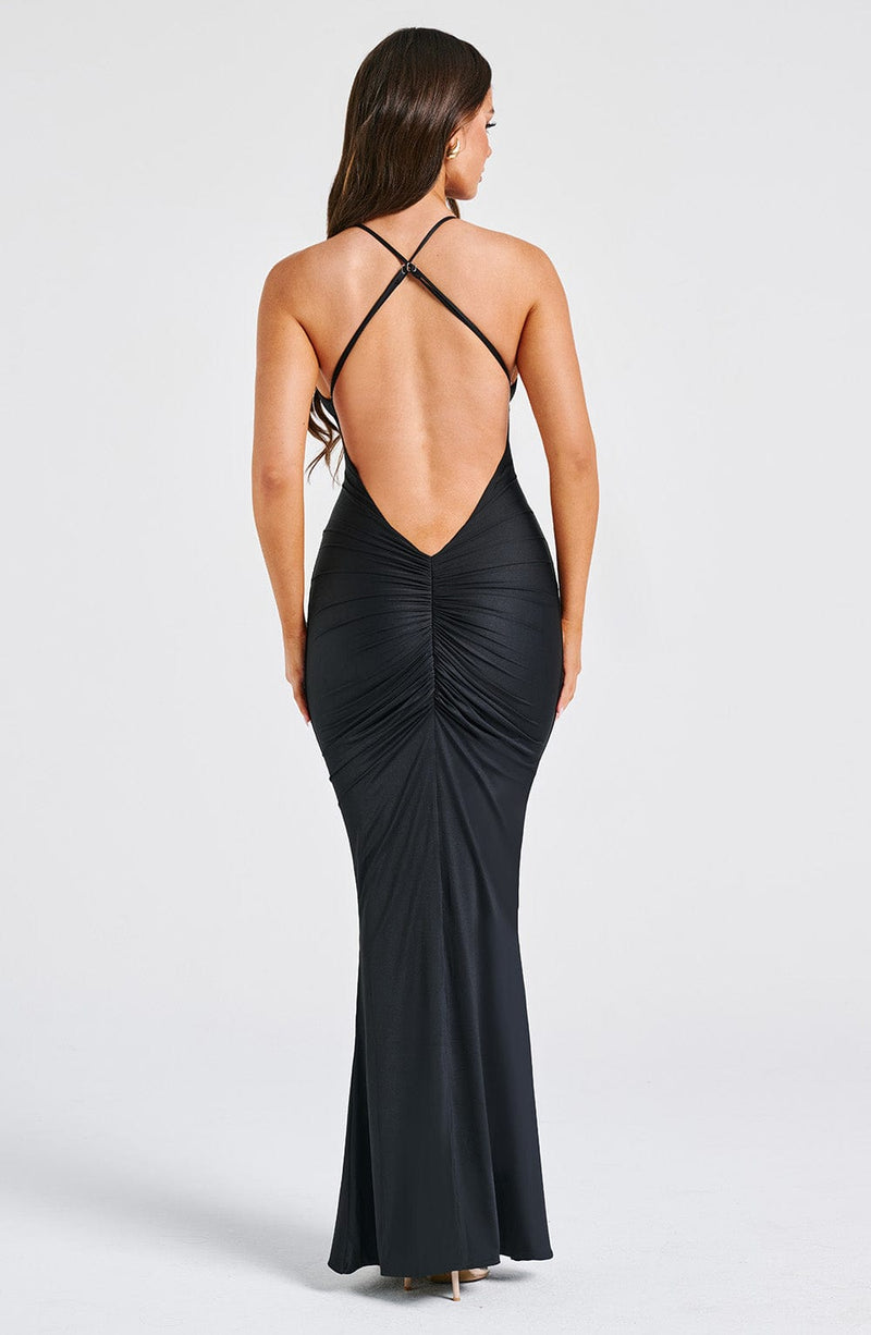 Luvrefashion | Maxi Dress in Black Zelda Collection in XS - side view