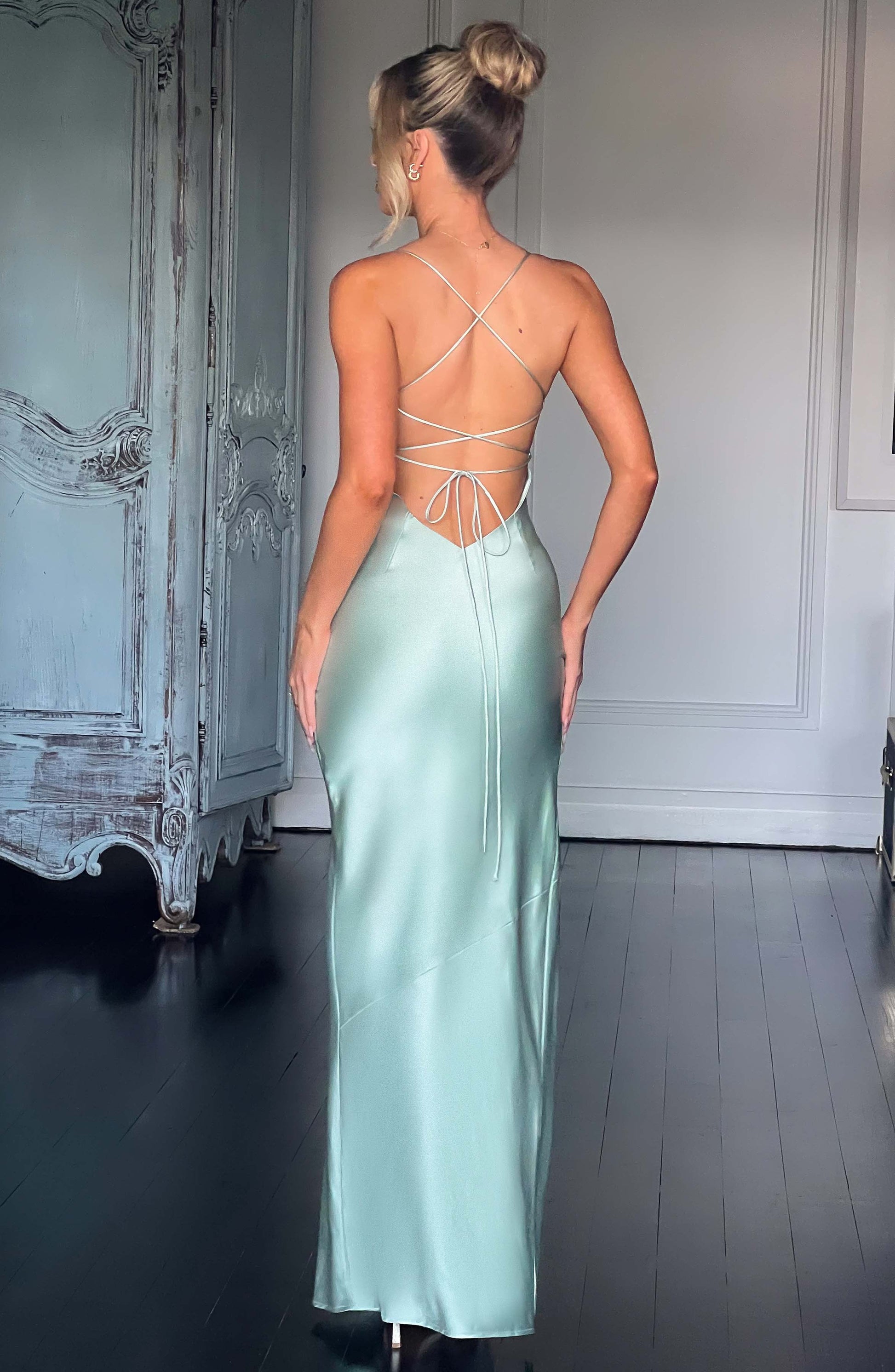 Luvrefashion | Misha Sage Maxi Dress in XS - side view
