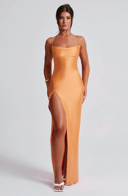 Luvrefashion | Misha Tangerine Maxi Dress in XS - detail view