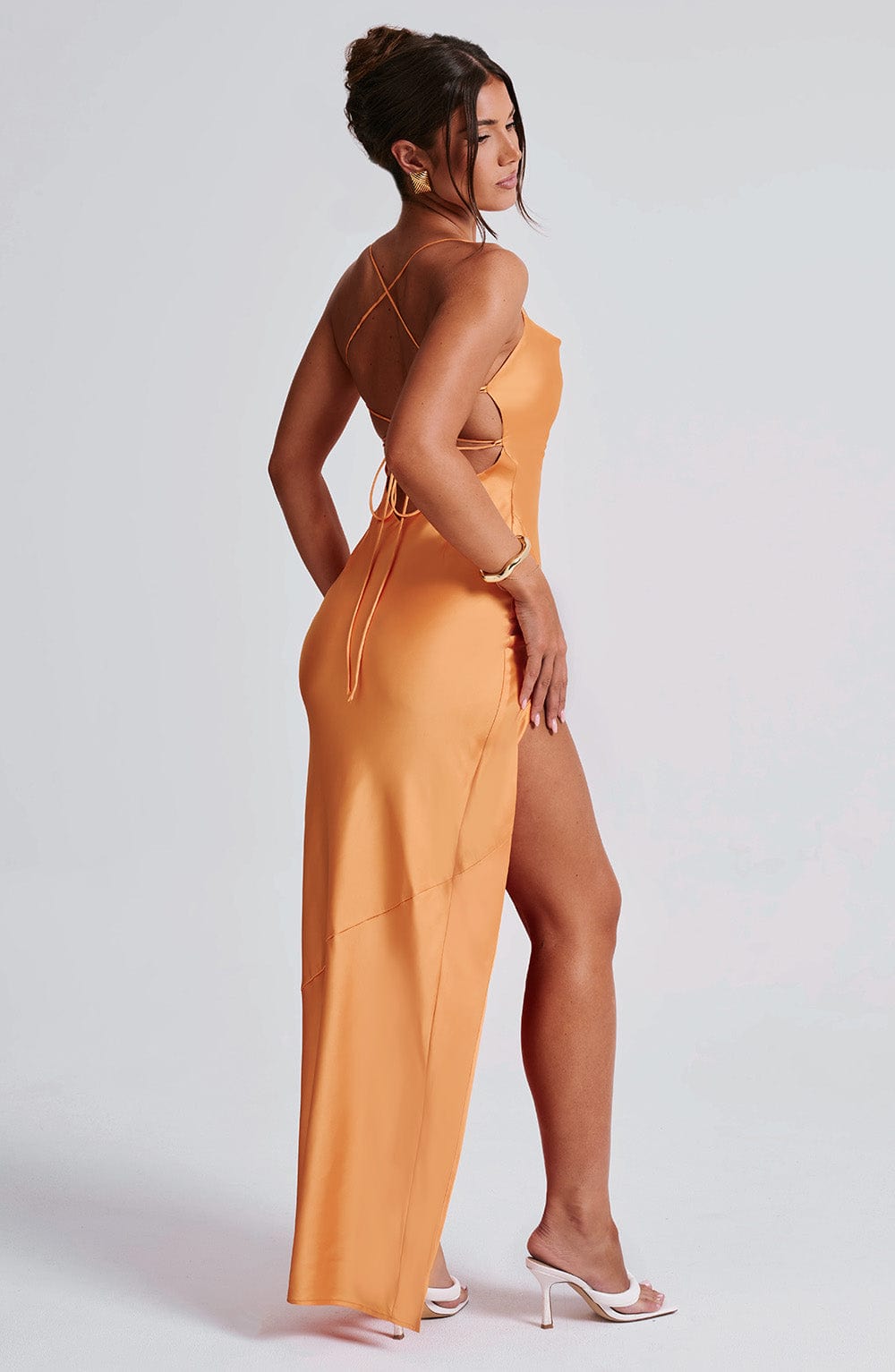 Luvrefashion | Misha Tangerine Maxi Dress in XS - styled look