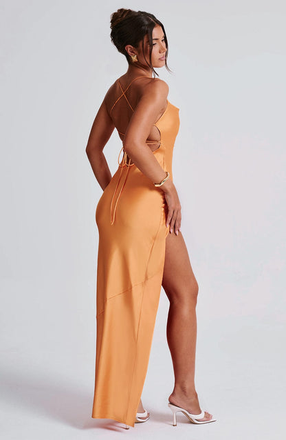 Luvrefashion | Misha Tangerine Maxi Dress in XS - styled look