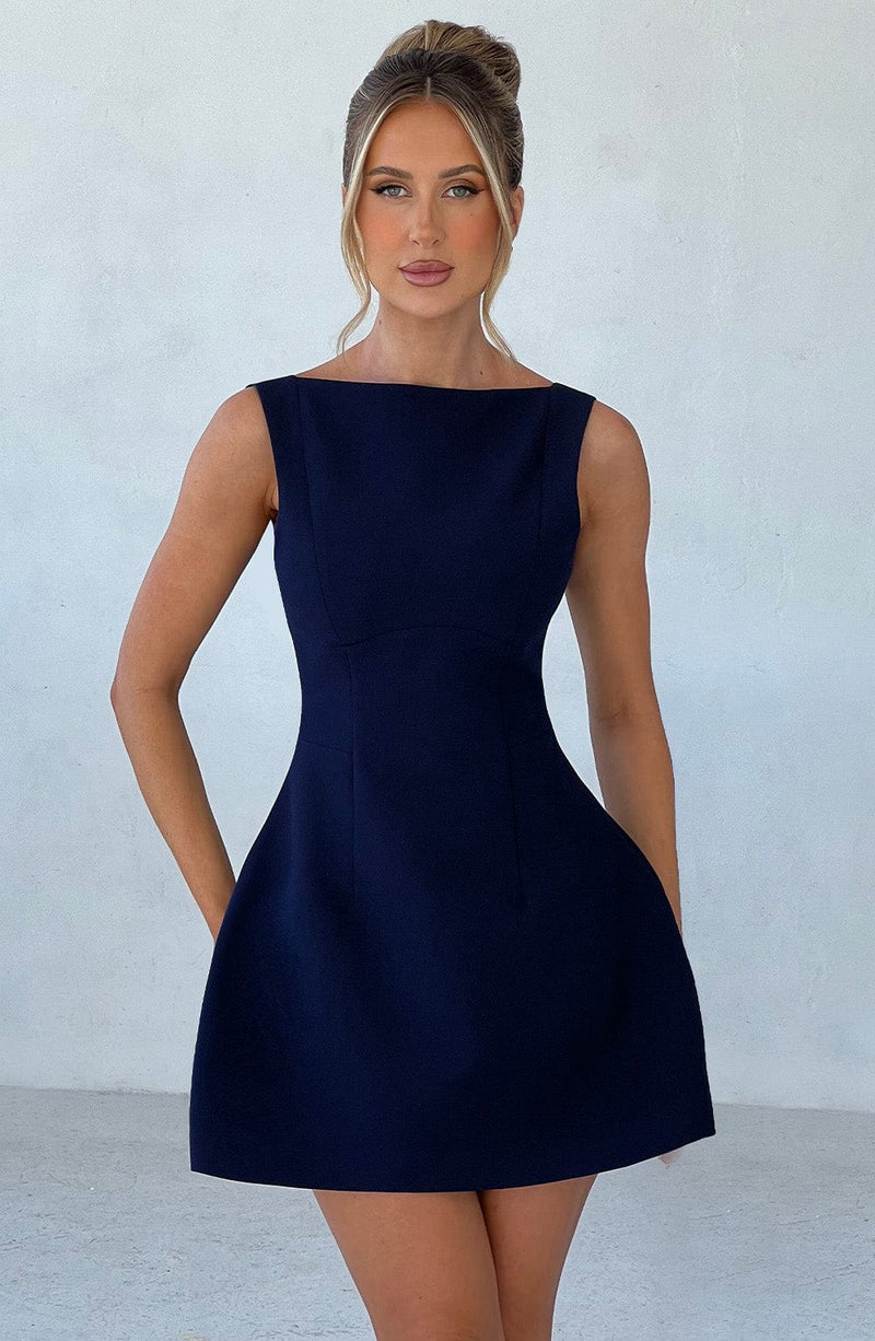 Luvrefashion | Navy Alana Mini Dress in XS - front view