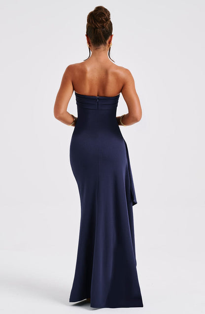 Luvrefashion | Navy Zafira Maxi Dress in XS - styled look