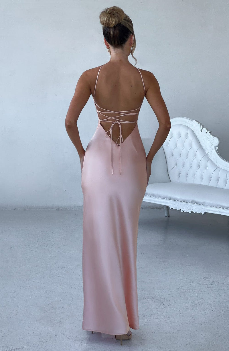 Luvrefashion | Peach Sinead Maxi Dress in XS - side view