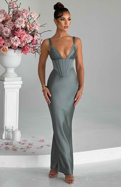 Luvrefashion | Sage Shae Maxi Dress in XS - styled look