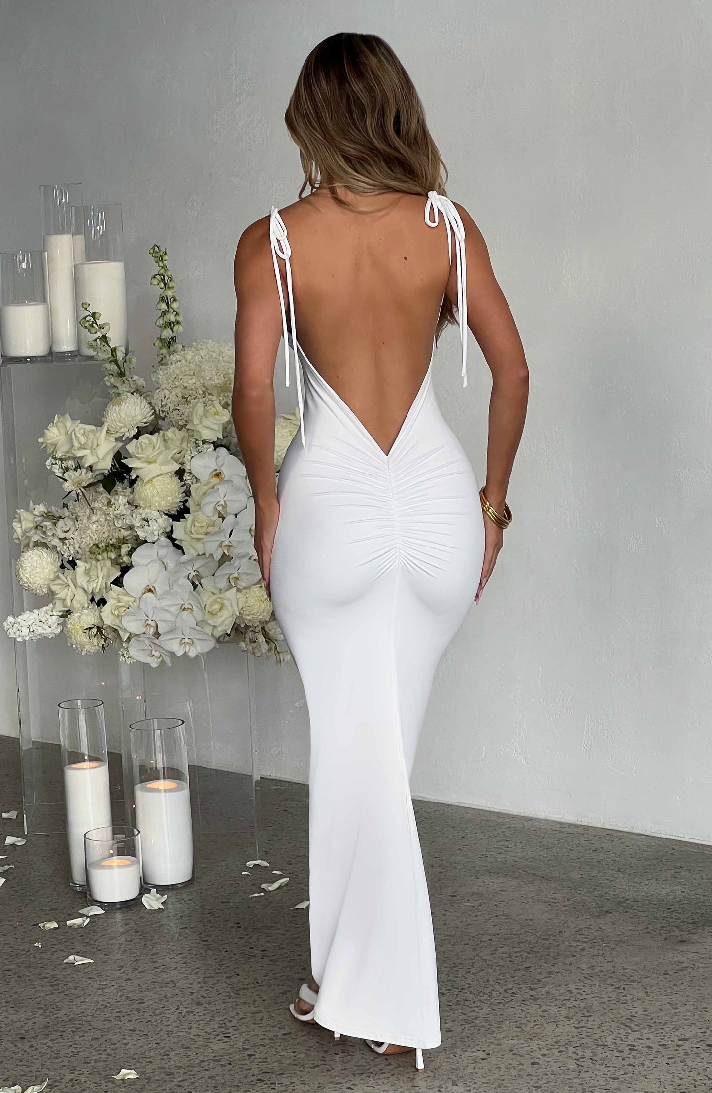 Luvrefashion | Sanya Long White Dress in XS - side view