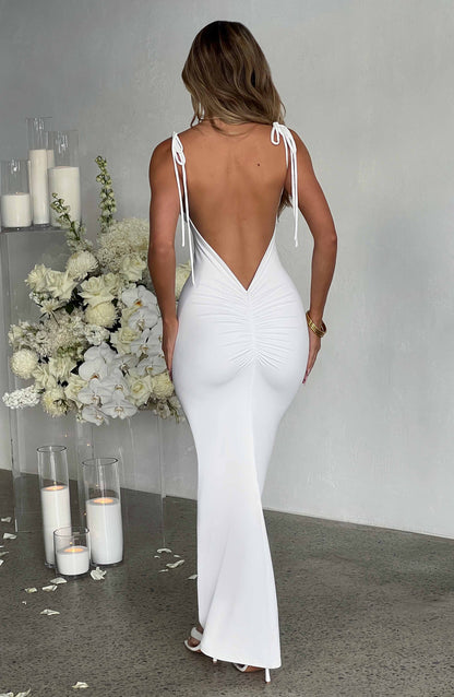 Luvrefashion | Sanya Long White Dress in XS - side view