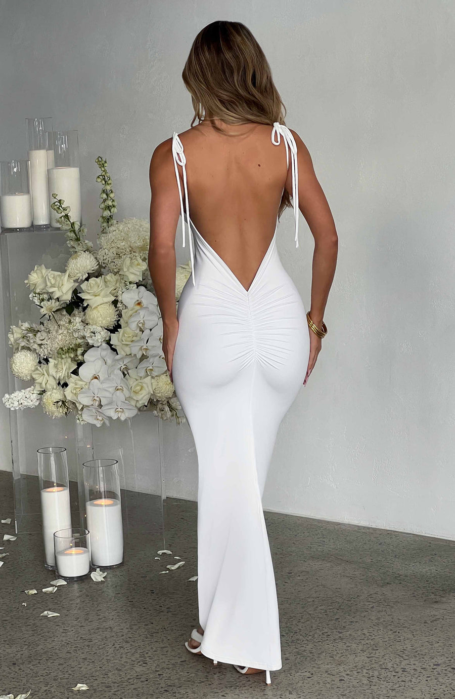 Luvrefashion | Sanya Long White Dress in XS - side view