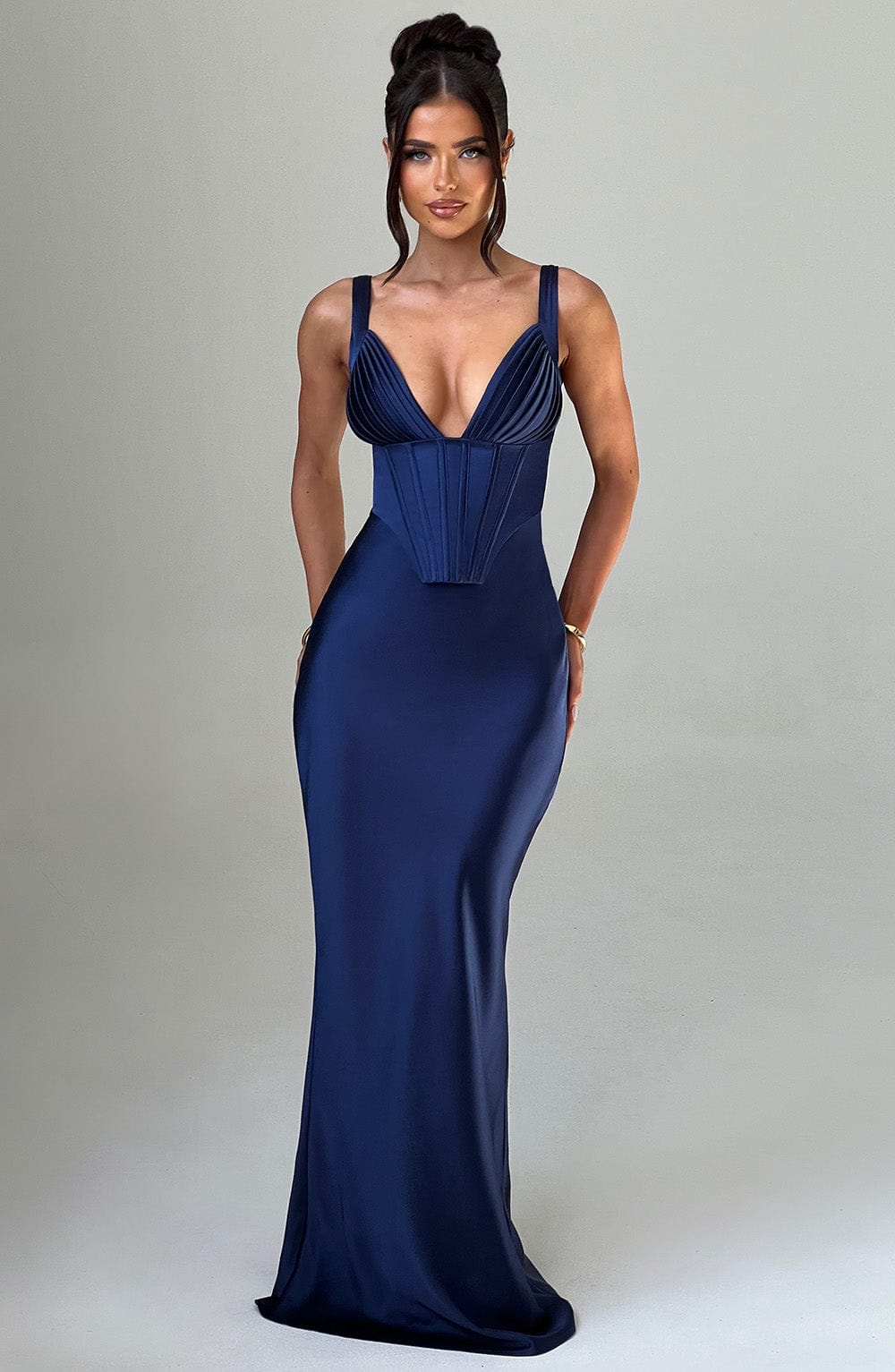 Luvrefashion | Shae Navy Maxi Dress in XS - front view