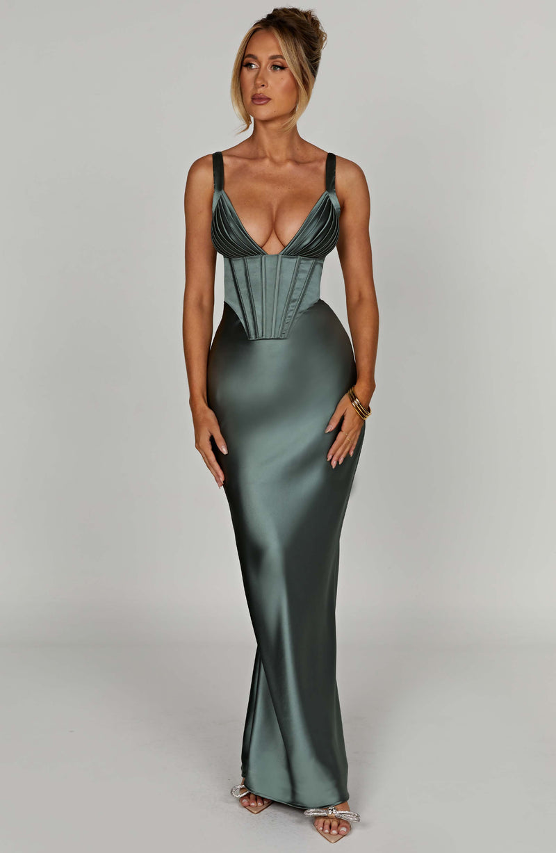 Luvrefashion | Shae Sage Maxi Dress in XS - front view
