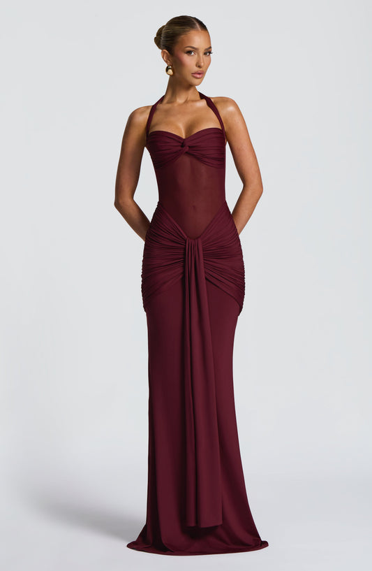Luvrefashion | Vixen Cherry Lacquer Maxi Dress in XS - front view