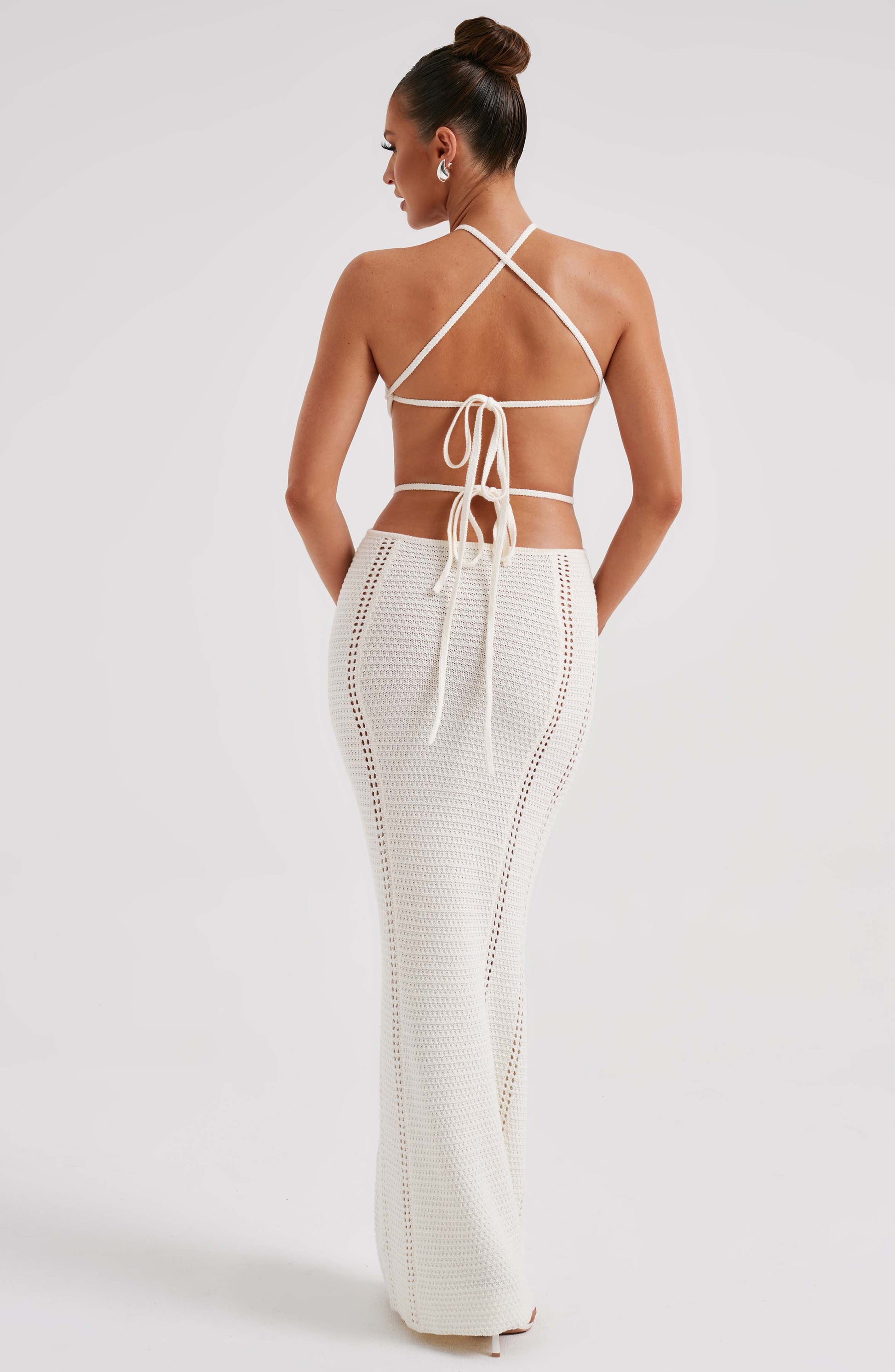 Luvrefashion | White Delia Maxi Dress in XS - side view