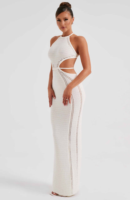Luvrefashion | White Delia Maxi Dress in XS - detail view