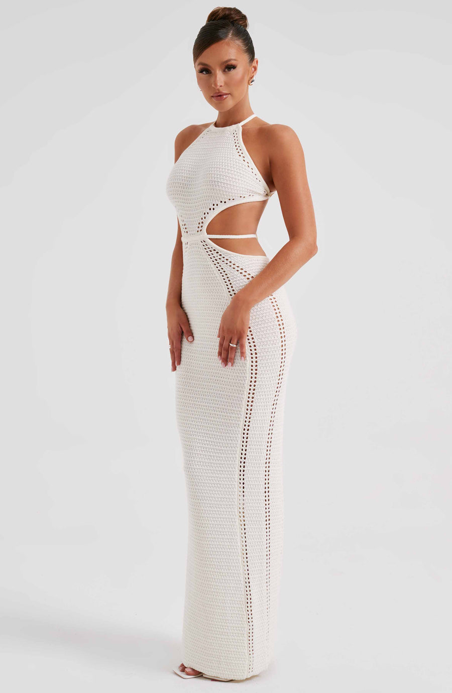 Luvrefashion | White Delia Maxi Dress in XS - detail view