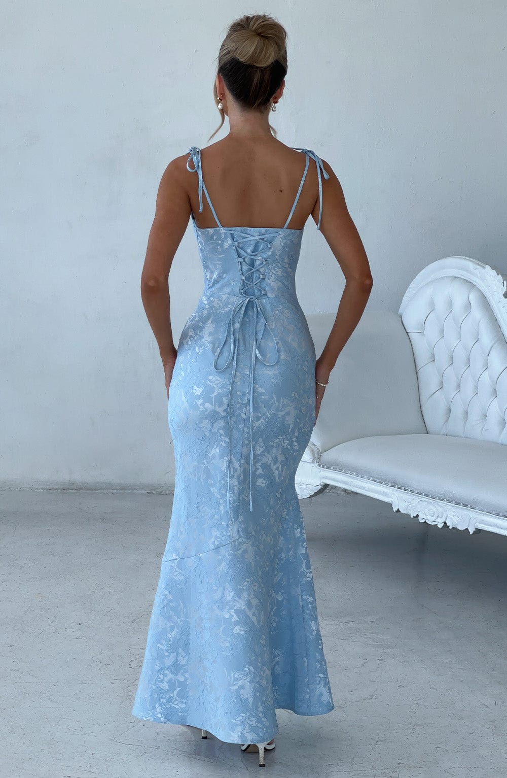 Luvrefashion | Whitney Blue Maxi Dress in XS - side view