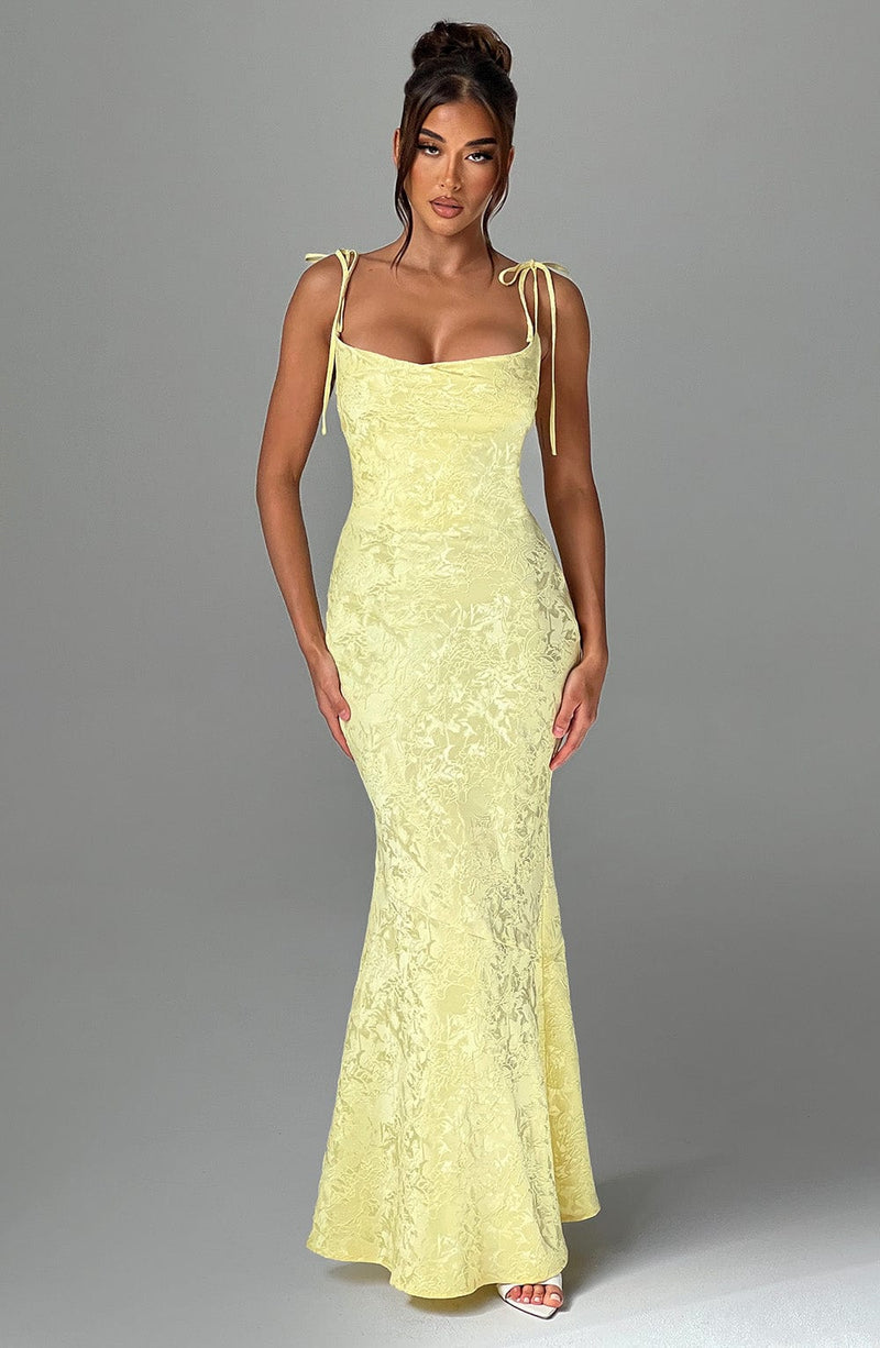 Luvrefashion | Whitney Lemon Maxi Dress in XS - front view