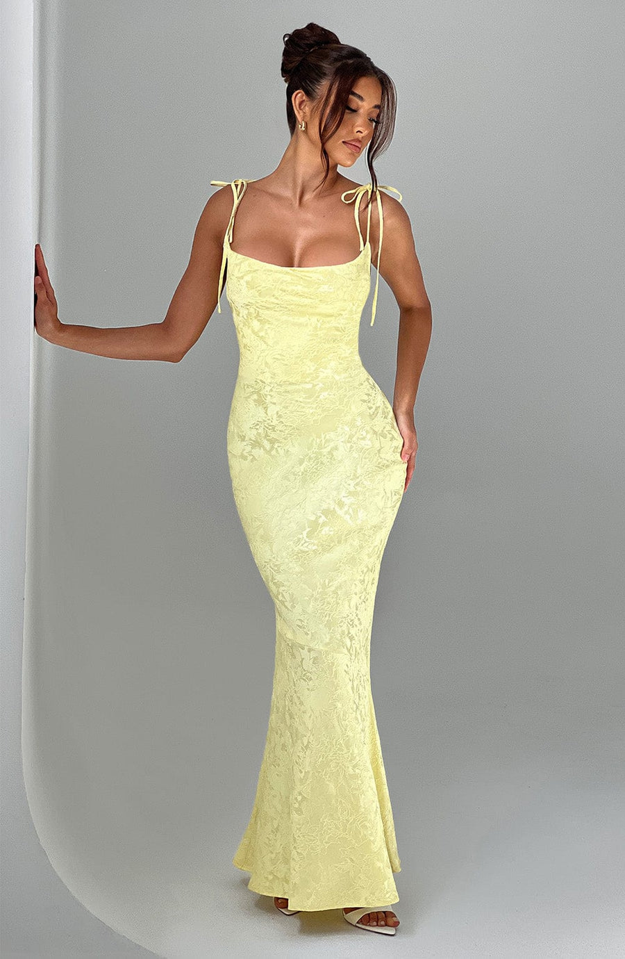 Luvrefashion | Whitney Lemon Maxi Dress in XS - styled look