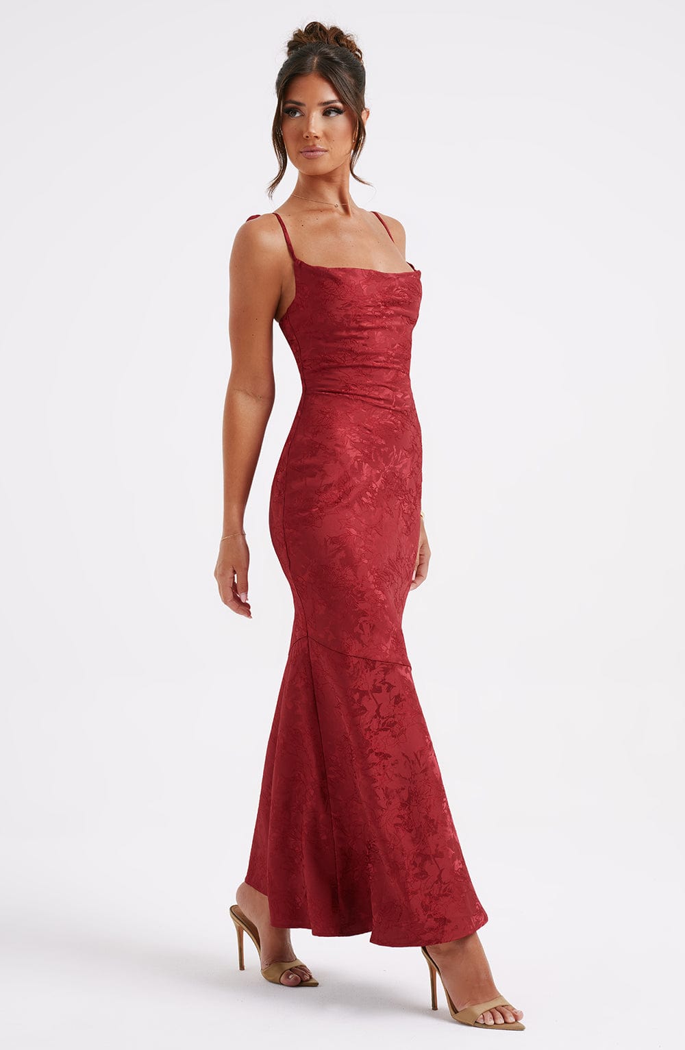 Luvrefashion | Whitney Red Maxi Dress in XS - detail view