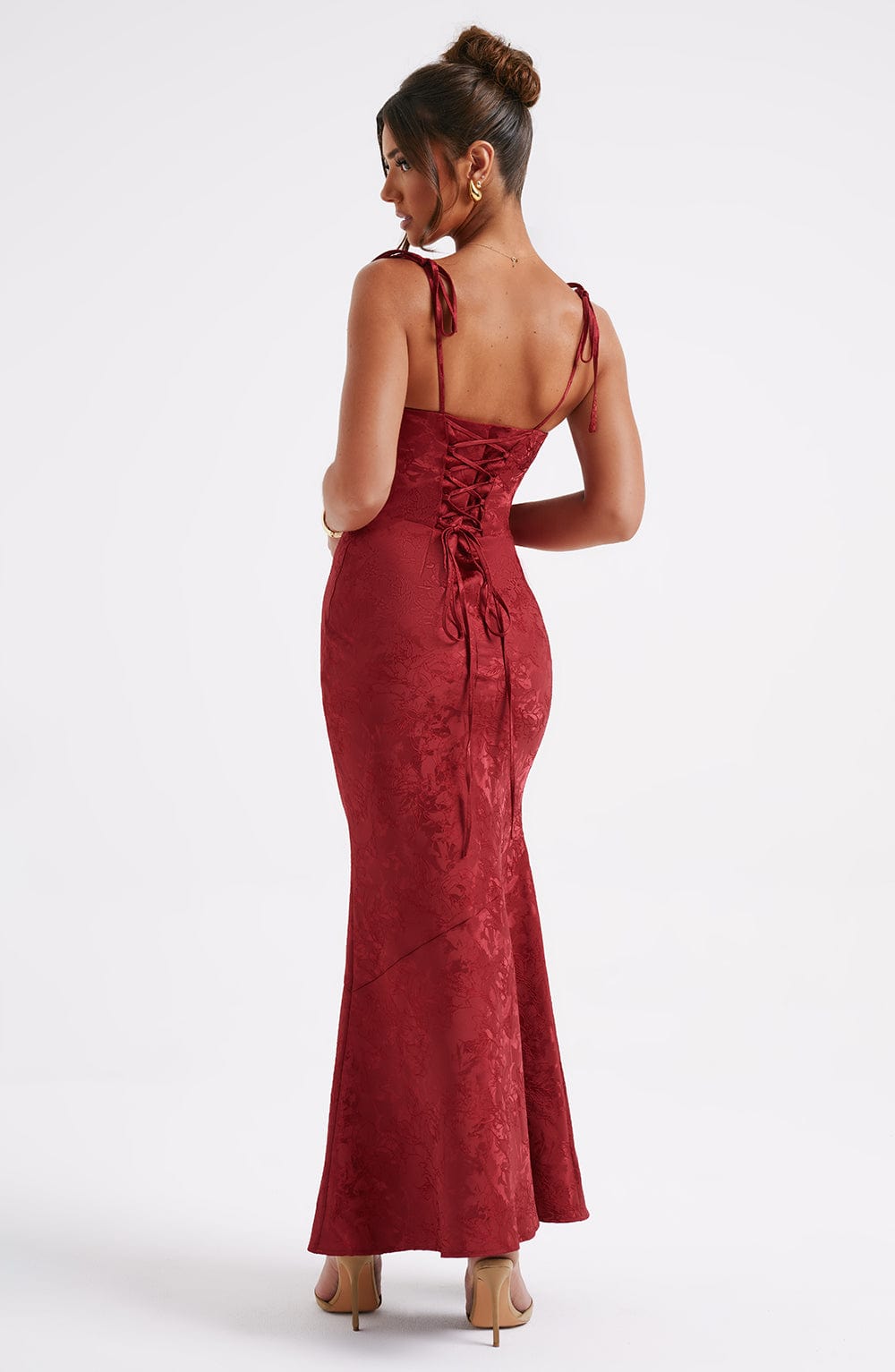 Luvrefashion | Whitney Red Maxi Dress in XS - styled look