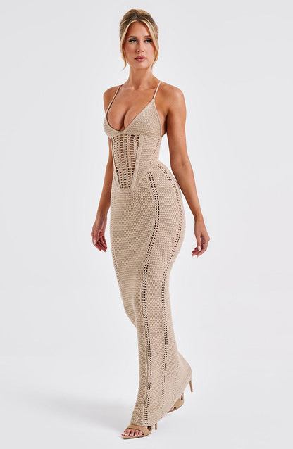 Luvrefashion | Xanthe Beige Maxi Dress in XS - image 10