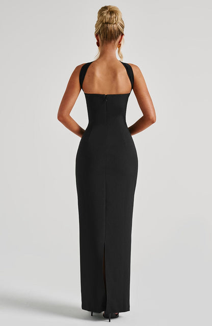 Luvrefashion | Yulia Black Maxi Dress in XS - detail view